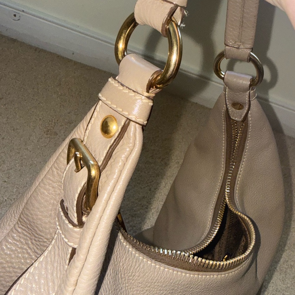 Prada Leather Hobo Shoulder Bag Taupe with Gold Hardware - Picture 7 of 10